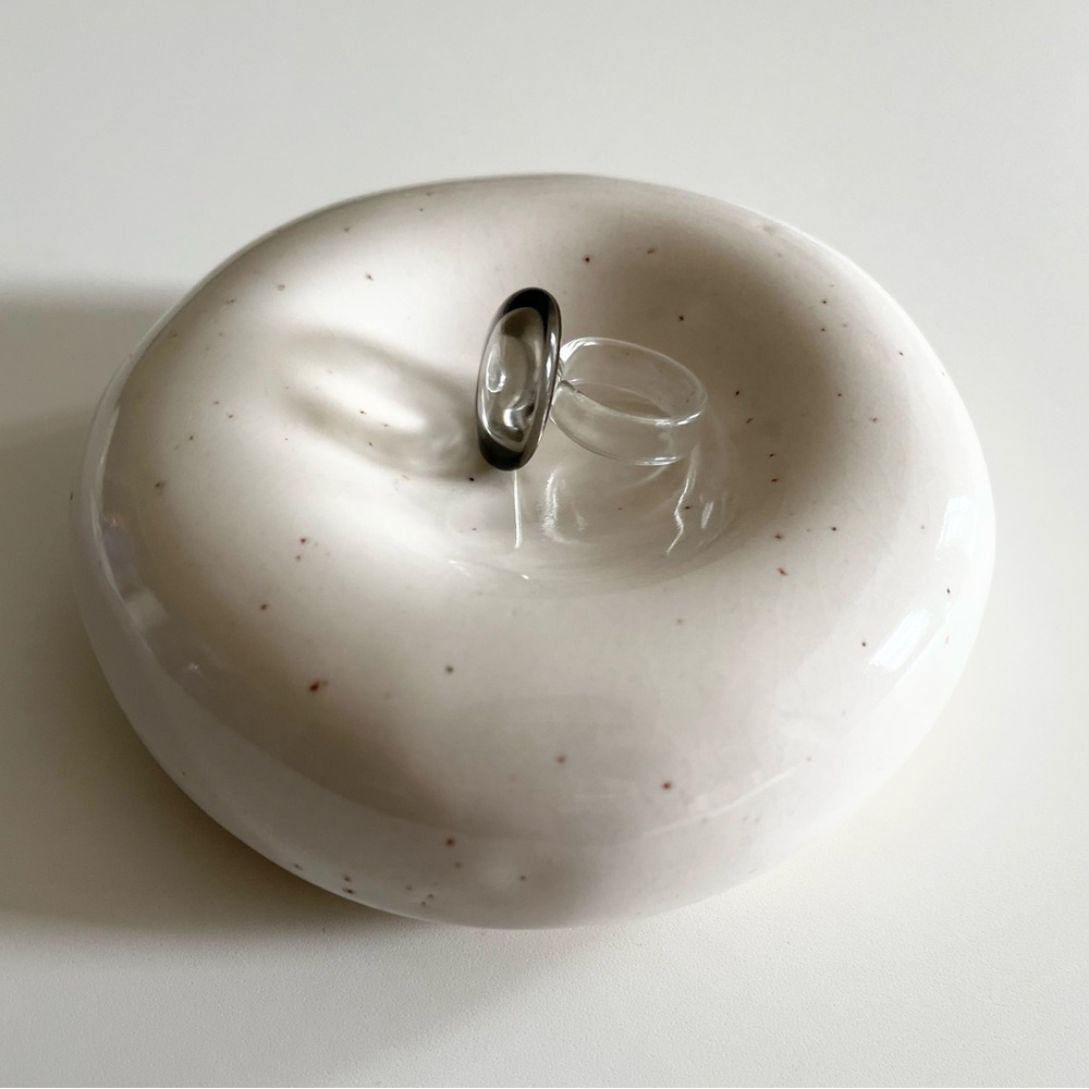 Clear Glass Disk Ring, Handmade, Excellent Condition